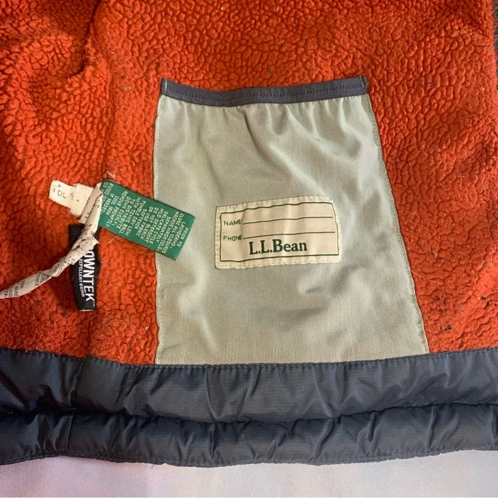 L.L. Bean Downtek Jacket Navy Blue Orange Kids Medium 10-12 Unisex